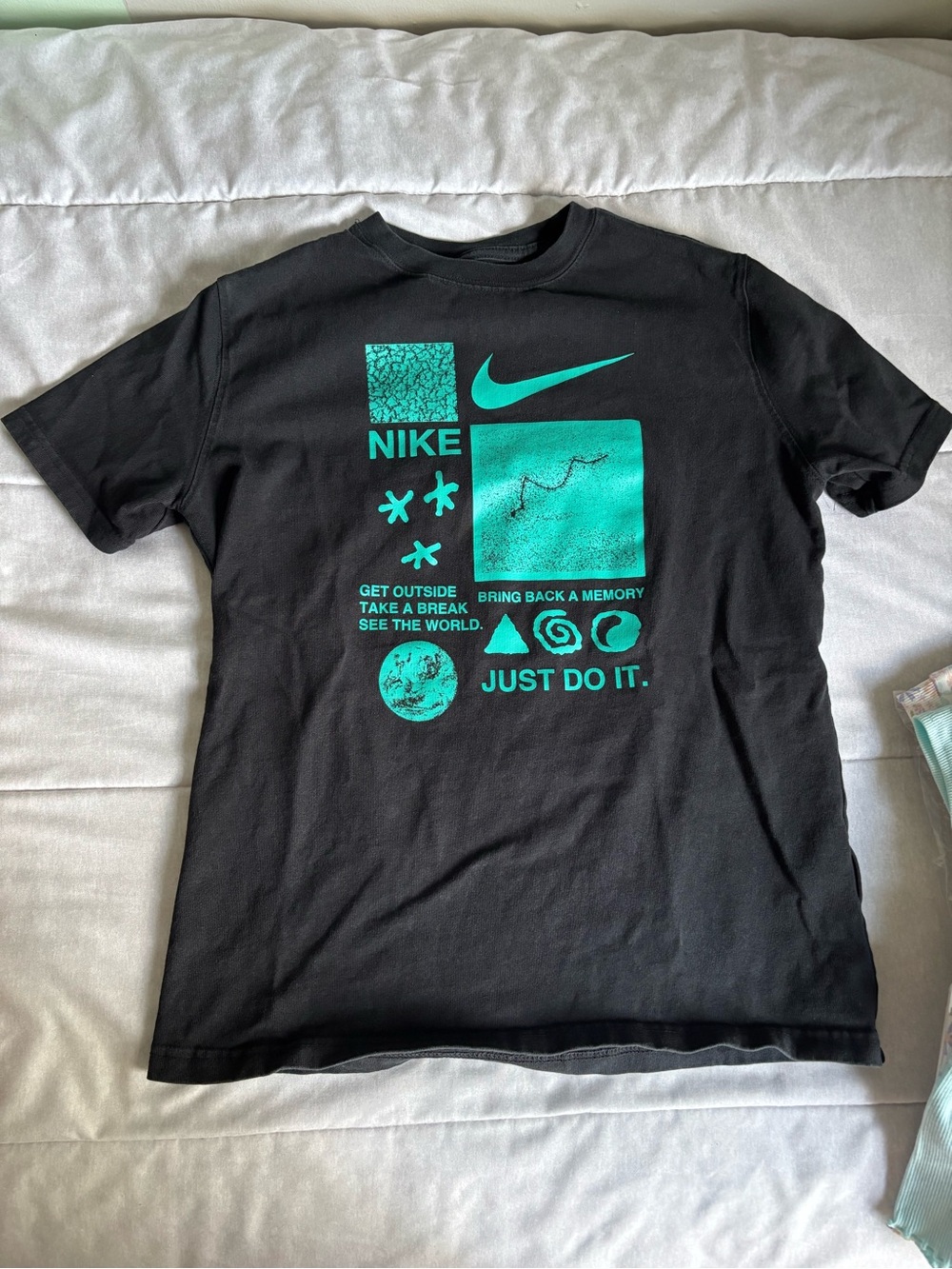 Nike Black Short Sleeve Tee with Teal Graphic